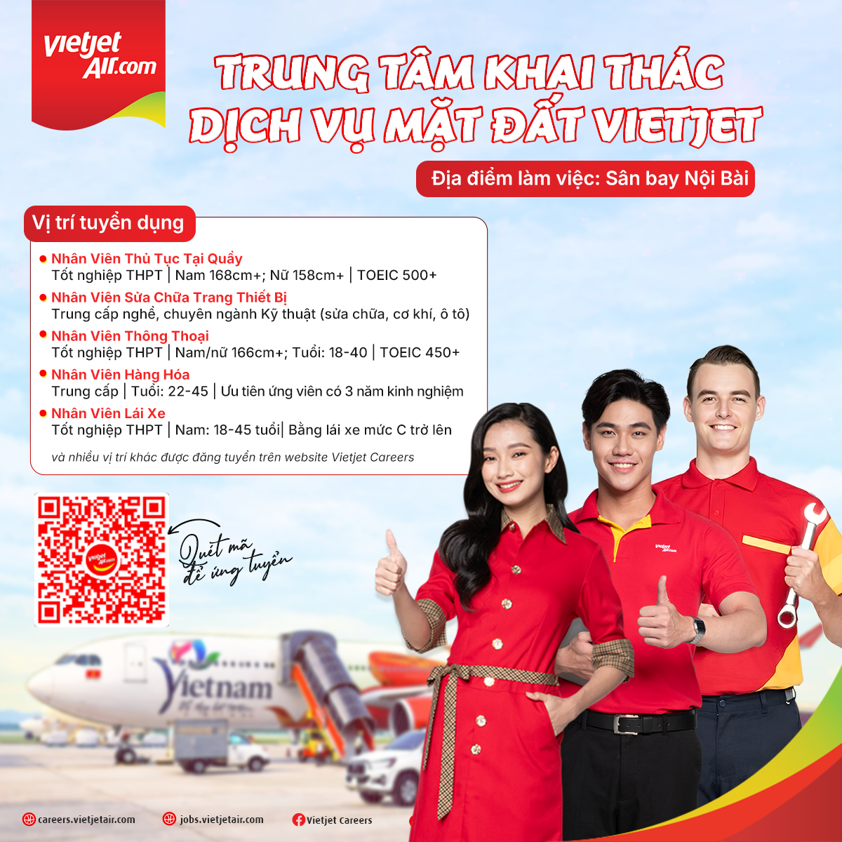 VIETJET AIR TUYỂN DỤNG NHÂN SỰ TRUNG TÂM KHAI THÁC DỊCH VỤ MẶT ĐẤT