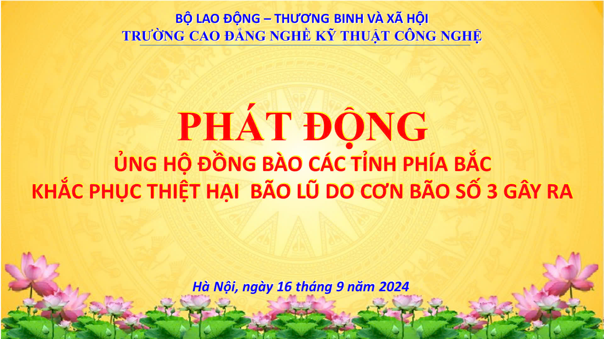 TTVC PHÁT ĐỘNG ỦNG HỘ ĐỒNG BÀO CÁC TỈNH PHÍA BẮC KHẮC PHỤC THIỆT HẠI  BÃO LŨ DO CƠN BÃO SỐ 3 GÂY RA